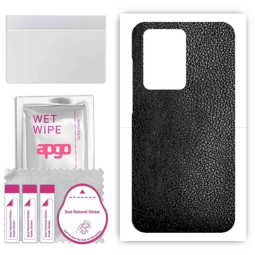 apgo Protective Skin Sticker for the Back Compatible with Samsung Galaxy S20 Ultra, Wrap Film, Foil, Vinyl - Pattern Black Leather