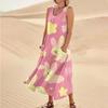 Women's Summer Casual Fashion Easter Printed Sleeveless Round Neck Pocket Dress