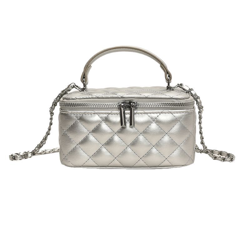 Small Fragrance Style Hand-held Small Square Bag Personalized Box Bag High-value Chain Diamond Checkered Crossbody Bag Cosmetic Bag