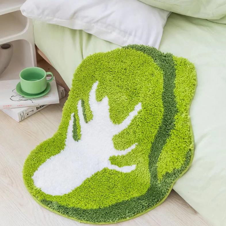 Adorable Cartoon Fried Egg & Vegetable Rug - Cozy, Cold-Proof Tufted Carpet for Kids’ Rooms & Bedrooms