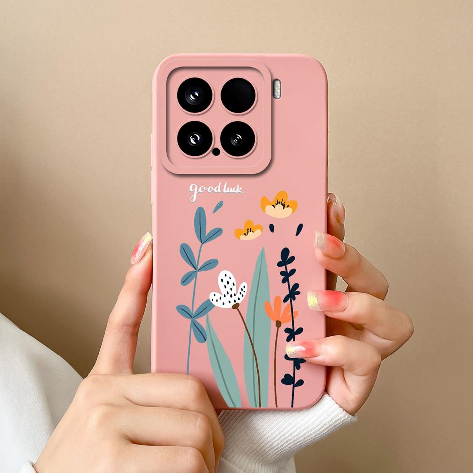 Чехол-конфетница для телефона Xiaomi 15 Pro, корпус, мягкий жидкий силикон, улучшенная полная защита, задняя крышка с цветами для Xiaomi15 Pro, Чехол