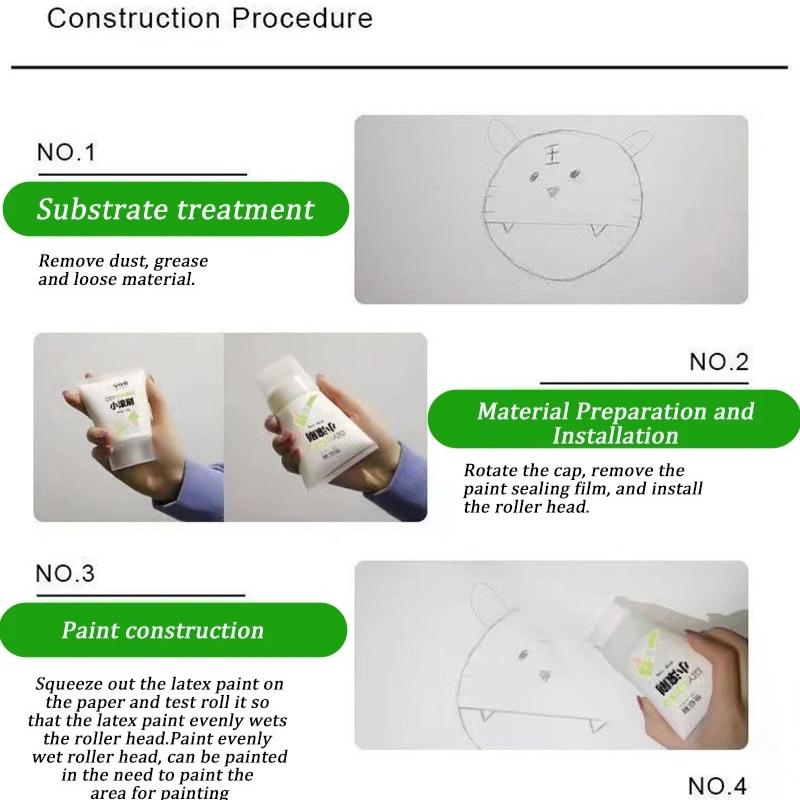 100 г Белая Розовая Краска для Стен Маленькая Валик Кисть Краска Для Ремонта Внутренних Стен Ремонт Граффити На Стенах Домашнего Хозяйства Экологическая Краска