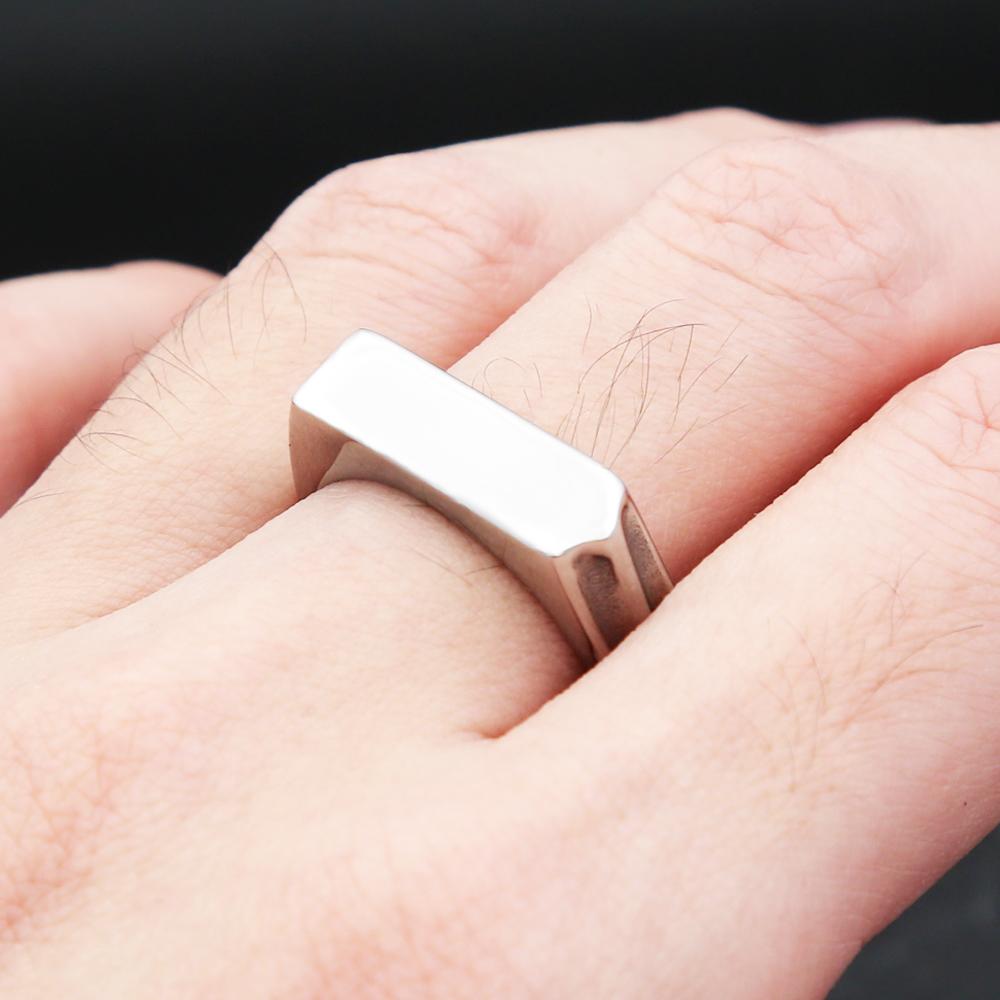 Модные простые кольца из нержавеющей стали 316L для мужчин и женщин, Панк Хип-Хоп, Квадратное кольцо-печатка с плоским верхом, Шарм, Вечерние украшения, Подарки