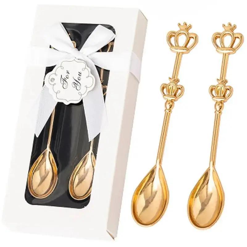 2pcs/set Creative Steel Coffee Spoon Teaspoon Set Home Furnishings Wedding Souvenirs Bride Valentine's Day Wedding Birthday Gift