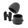 Yousheng 3Pcs/Set Winter Hat Scarf Gloves Set Solid Color Windproof Brimless Hat Neck Warmer Touch Screen Gloves Set