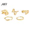 Boho Style Toe Jewelry 5Pcs Irregular Ring Set, Non Tarnish Golden Plated Alloy Beach Foot Band, Adjustable Open for Women Rings