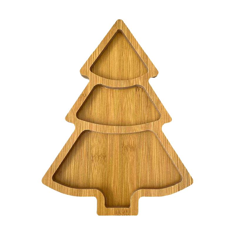 1Pc Wooden Serving Tray Dessert Christmas Tree Serving Dish Plate