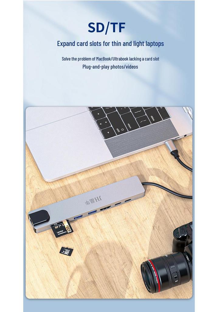 USB-док-станция: 8-в-1 HDMI, Ethernet, Многопортовый концентратор-адаптер