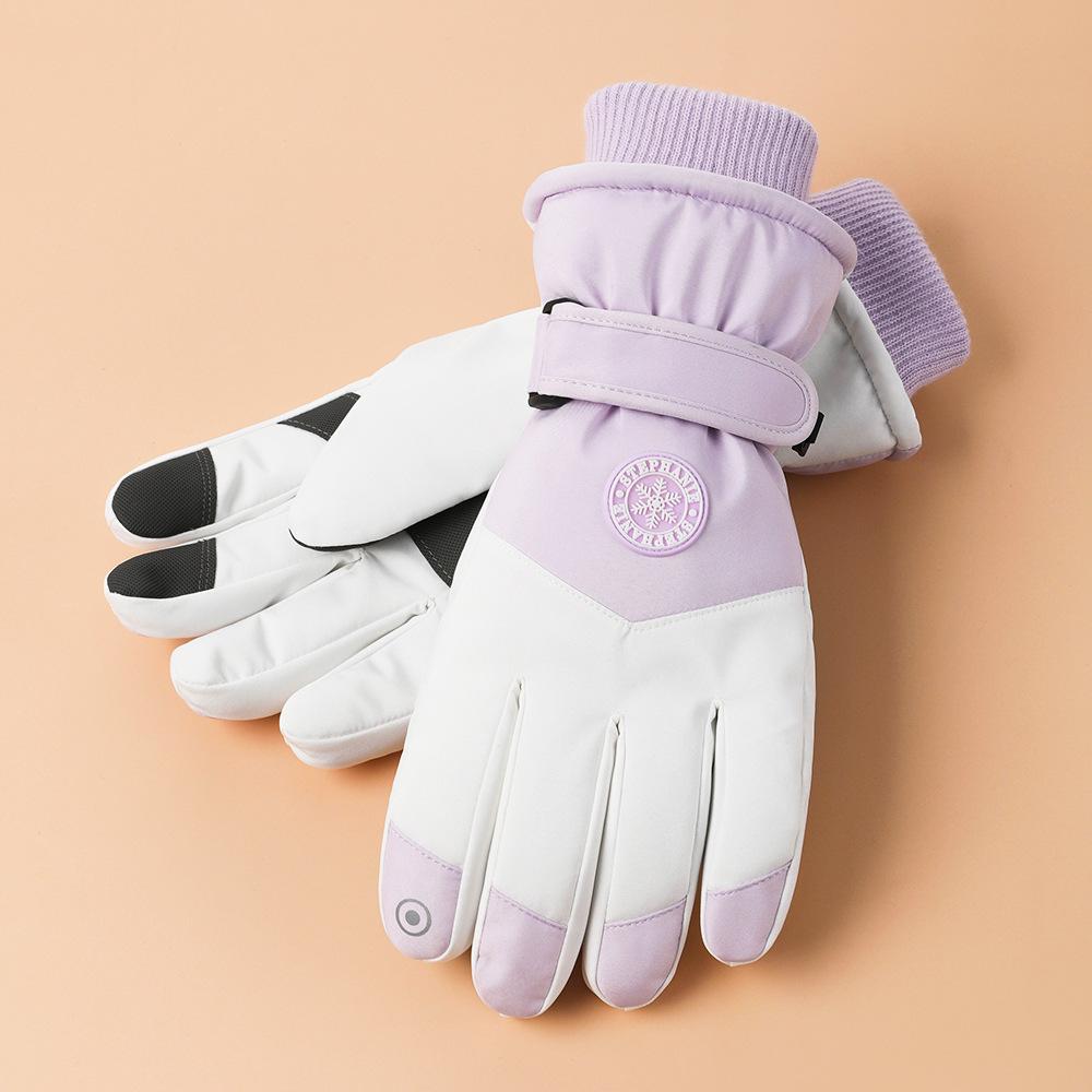 Лыжные перчатки для мужчин и женщин, для активного отдыха, для велоспорта, водонепроницаемые и нескользящие, с сенсорным экраном, утолщенные, с плюшевой подкладкой, теплые перчатки для осени и зимы