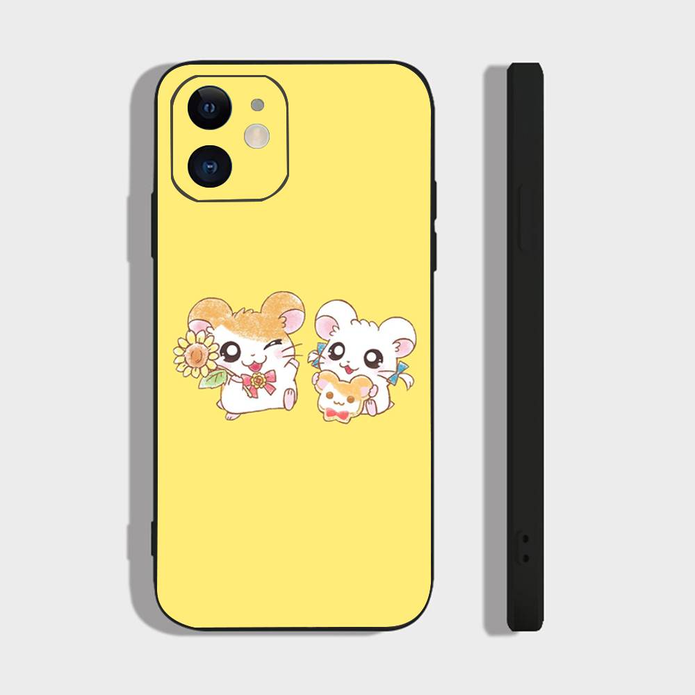 Мультяшный Аниме H-Хамтаро Чехол для Телефона Для IPhone 17 Air 16 15 14 13 Pro Max 11 12 Черный Силиконовый Чехол