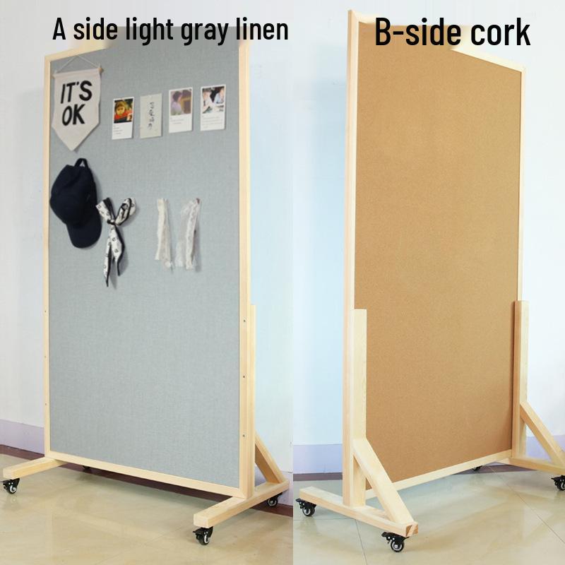 Mobile Felt Bulletin and Photo Display Board - Vertical Standing Announcement Wall for School and Office Use