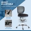 Drafting Chair, Swivel Office Draughtsman Chair, Mesh Standing Desk Chair with Adjustable Foot Ring, Armless, Grey