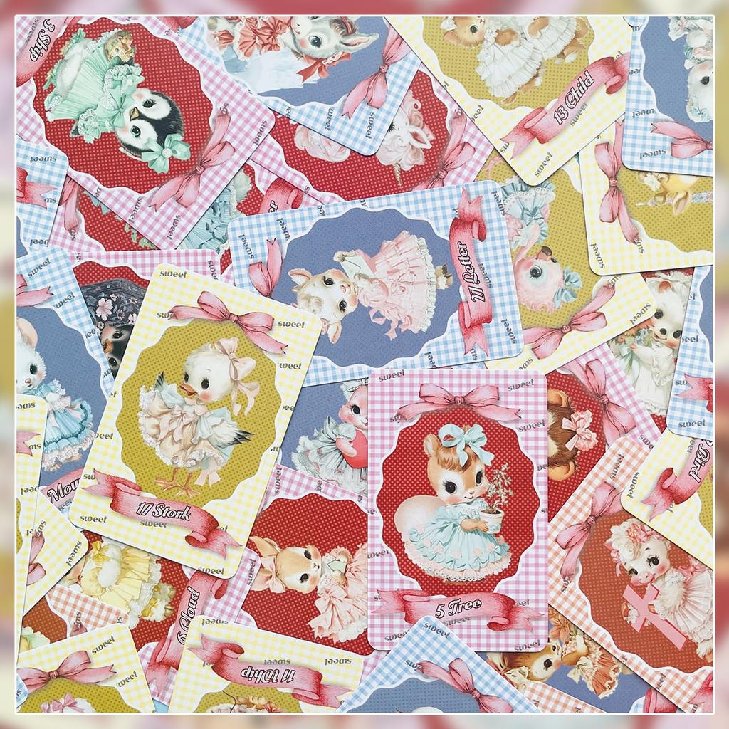 [Officially Imported, Limited Quantity] Sweet Lenormand Lenormand Cards, 46-Piece Set [Includes Drawstring Pouch] | 56 X 87mm Black Cardstock