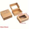 10 шт. Коробки для печенья с окошком для подарков, коричневые коробки для выпечки, кексов для упаковки, коробки для десертов, пирожных, печенья, пончиков