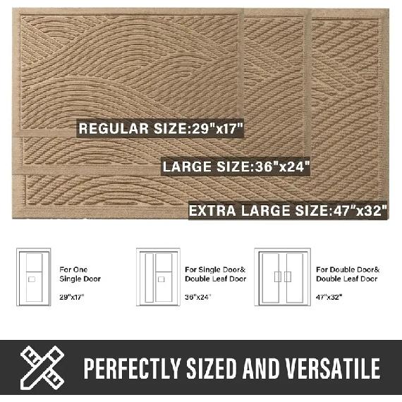 Sturdy Front Door Mat, Absorbent Muddy Dirt Resist Welcome Mat for Outdoor Indoor, Stain and Fade Resistant Non-Slip Entry