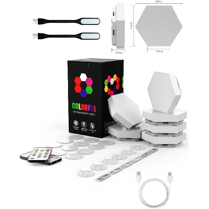 Hexagon Led Lights, Smart DIY Hexagon Wall Lights with Remote, Dual Control Hexagonal LED Light Wall Panels with USB-Power, Geometry Hex Lights Touch