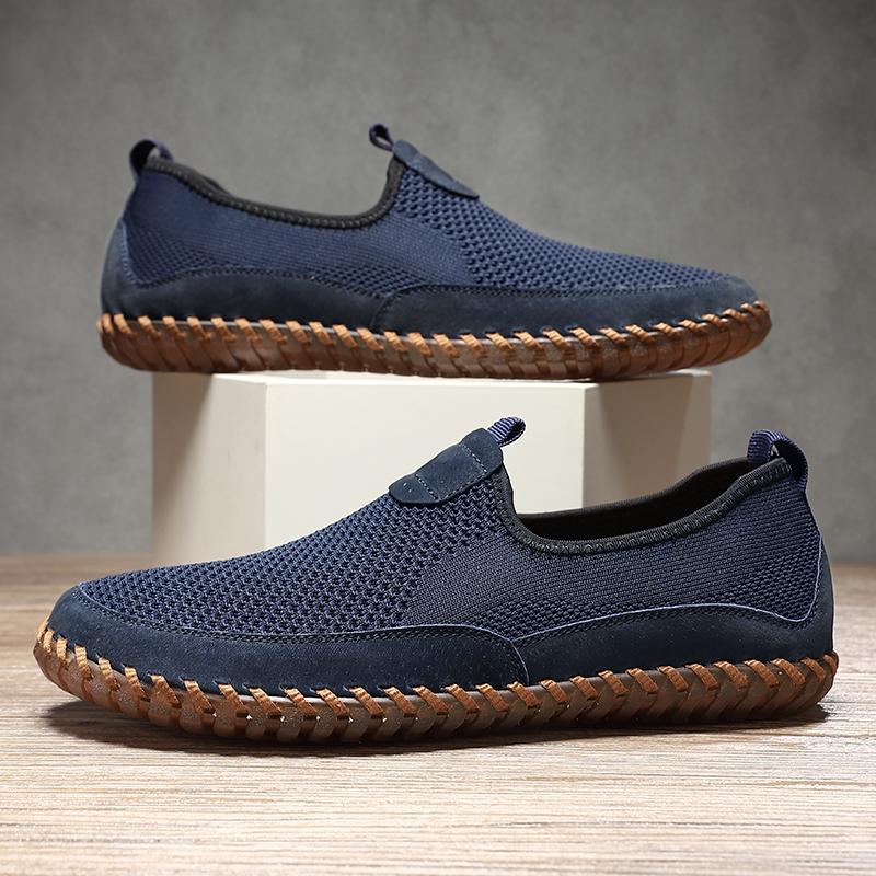 Men's Summer Loafers Breathable Mesh Slip - On Flat Shoes Comfortable Non - Slip Walking Shoes For Outdoor Activities
