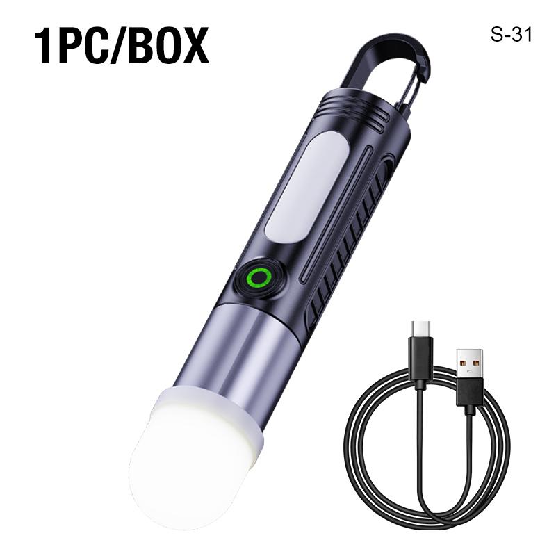New Strong Light Flashlight Charging Long Range Outdoor Portable Camping Light Multi functional Lighting Lampshade
