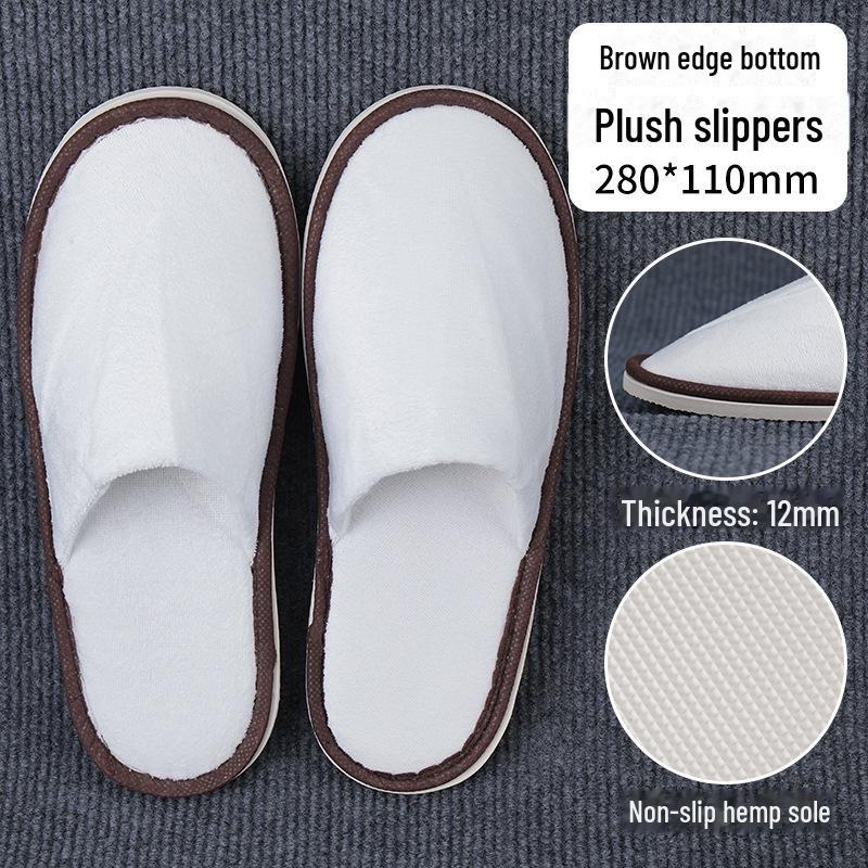 Thickened Non-Slip Disposable Slippers for Hotels, B&Bs, Beauty Salons, Home Hospitality - Cotton & Linen, Breathable