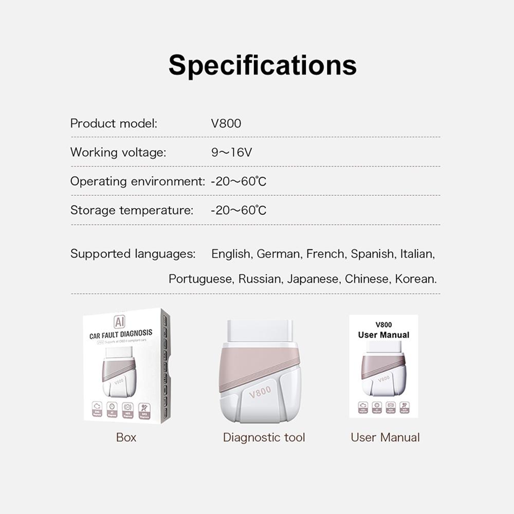 Fault Code Clear N32G452CCL7,QFP48 V1.4 Auto Accessories Engine ABS Transmission Airbag Scan Bluetooth 5.1 OBD2 Scanner Car OBD II Diagnostic Tools