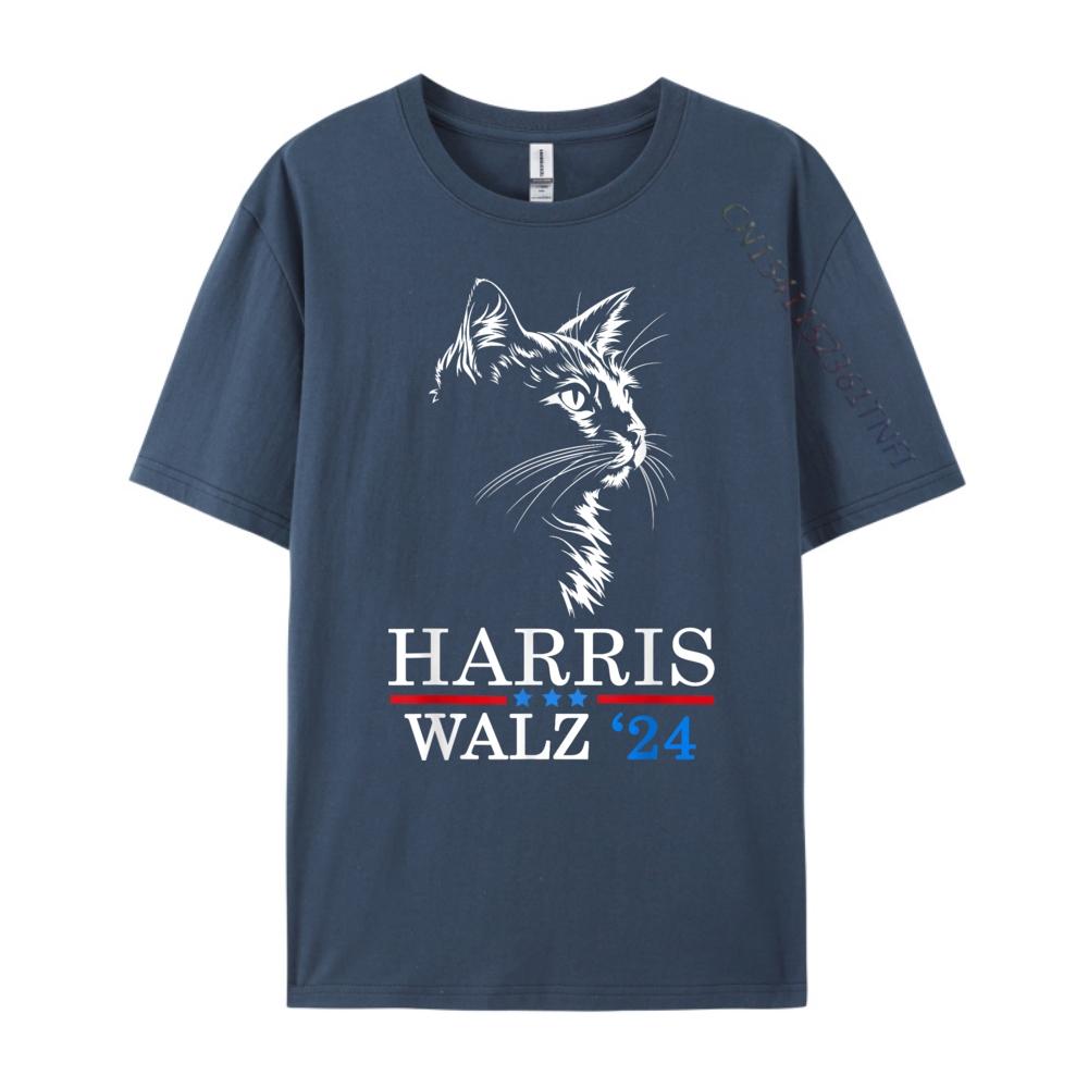 Harris Waltz 2025 Election Kamala Harris Cat Lady Mens Designer T Shirt Men Short Sleeve Tee Gothic Style