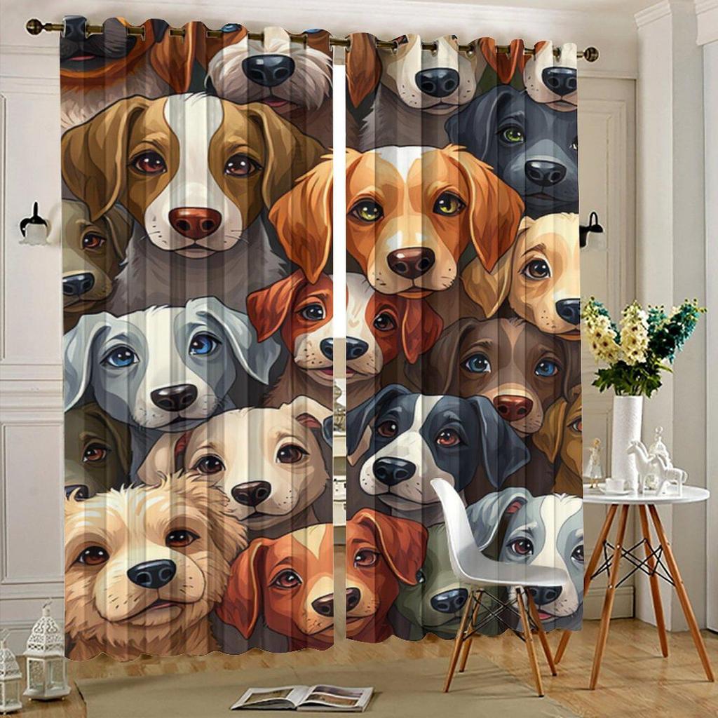 Мультяшные собаки 3D Цифровая печать Блэкаут Шторы для детей - Милый стиль, Индивидуальный пошив