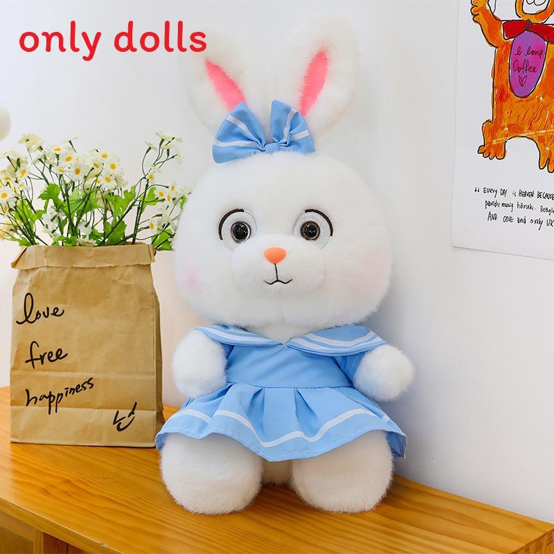 Cartoon Rabbit Plush Doll With Dress And Bow Decoration For Valentines Day Gift
