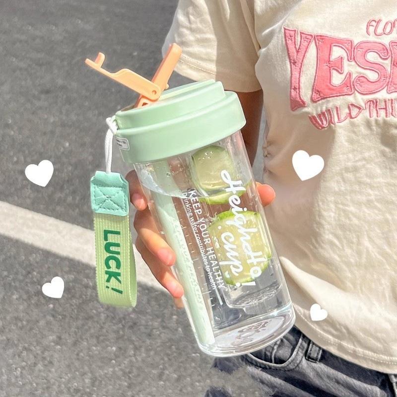 600Ml Water Cup Handy Cup Sports Water Bottle Food Grade Material Tea Partition Water Cup Female Straw Cup Summer Portable