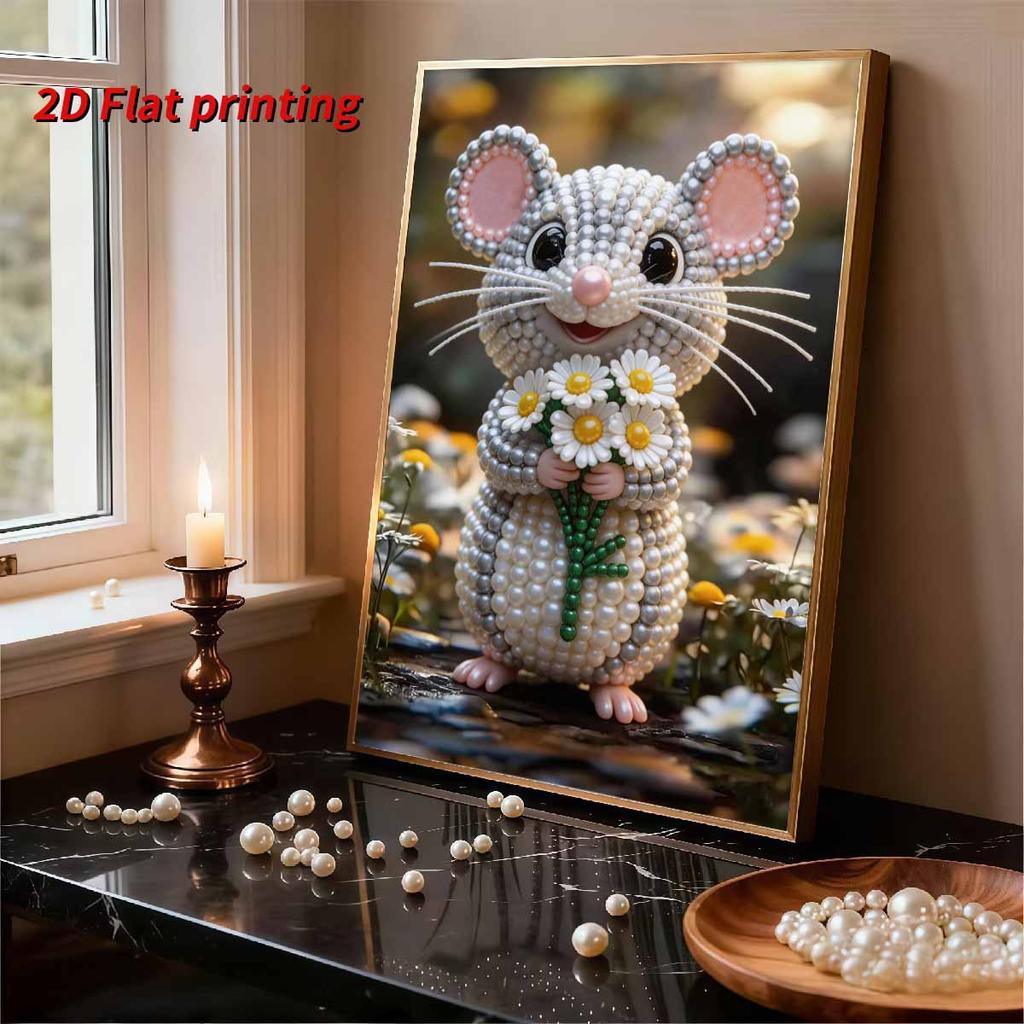 Pearl Mouse Cute Diy Art Painting For Home Wall Decor Arts Craft For Adultsbeginners Gift Idea Home Decor Without Frame