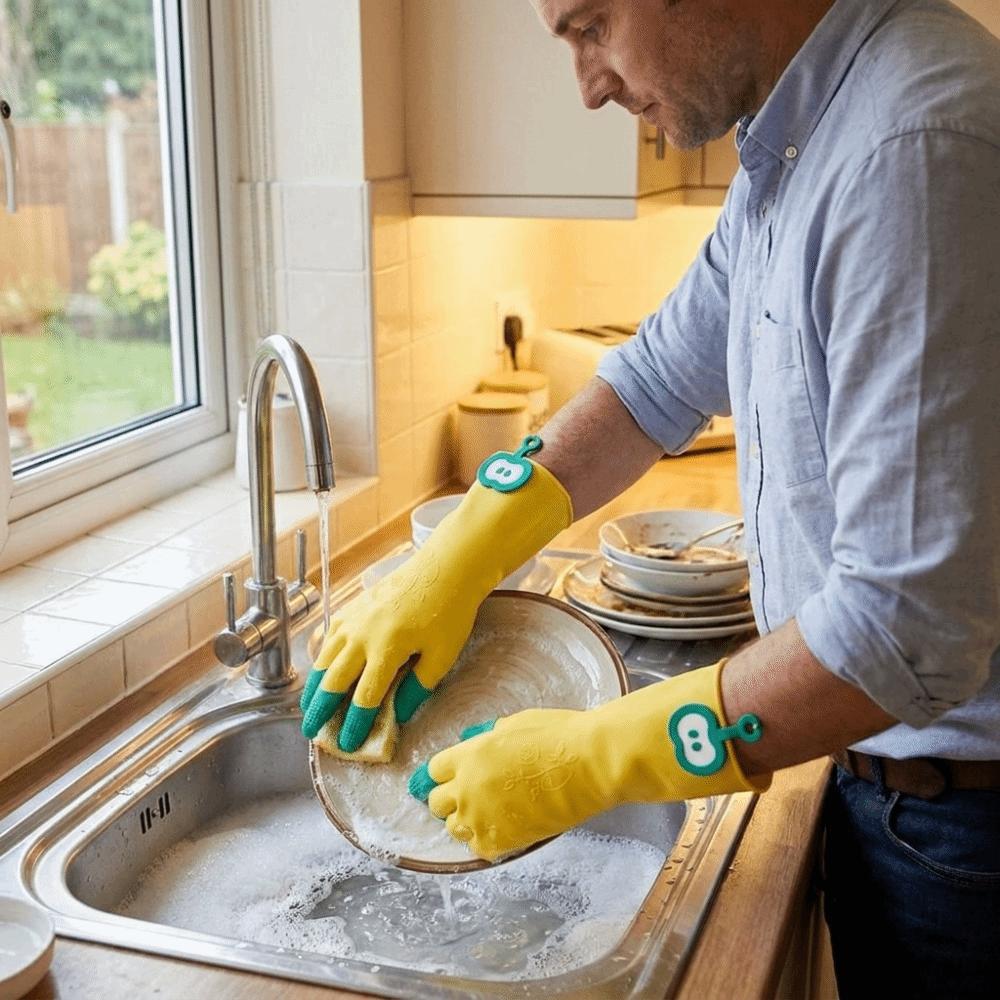 Waterproof Dishwashing Gloves Non-Slip Household Gloves Multi-purpose Latex Gloves Laundry