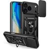 Protective Case - Shockproof - for iPhone 17 Pro Max - Black - Sliding Camera Protection - Rotating Stand