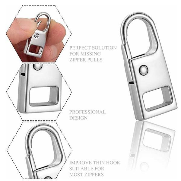 5 Pcs Zipper Pull Replacement Zipper Repair Kit Zipper Slider Pull Tab Metal Zipper Fixer Head for Luggage Backpack Jacket Suitcase Coat