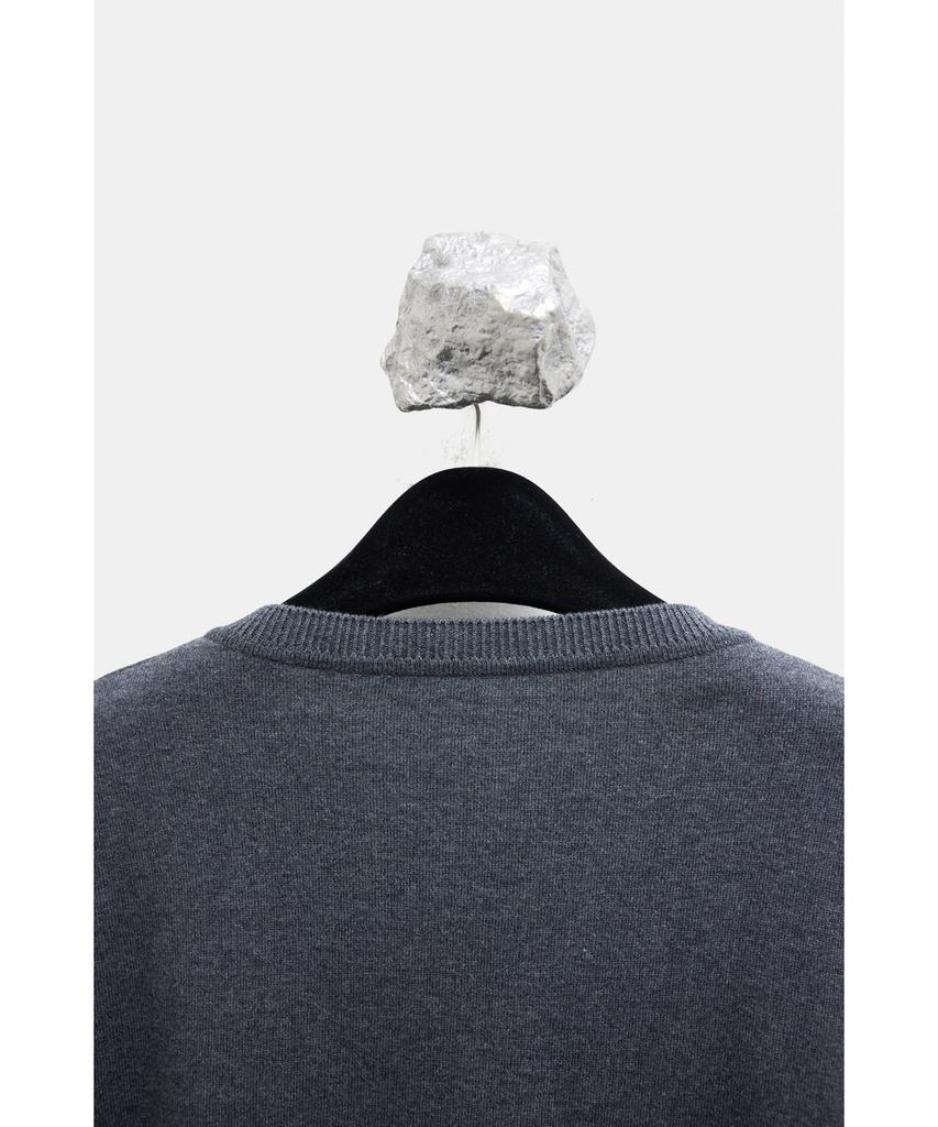 YOUTH Hidden Button Round Neck Cardigan - Charcoal Gray