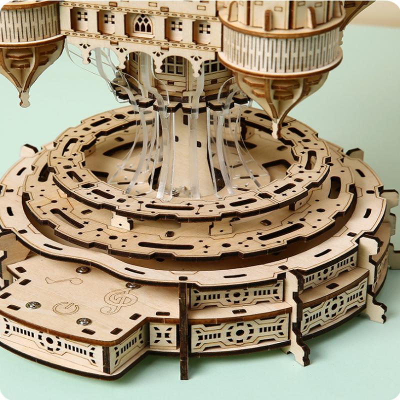 Парящий город в облаках DIY 3D деревянные пазлы Миниатюрная архитектурная модель Пазл Небесная империя Набор для строительства для взрослых и детей Подарок