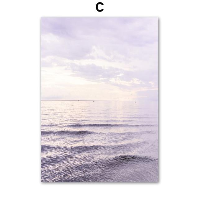 Одуванчик Рид фиолетовый цветок морская трава закат плакат на скандинавскую тему фотографии настенная живопись печать на холсте украшение для гостиной