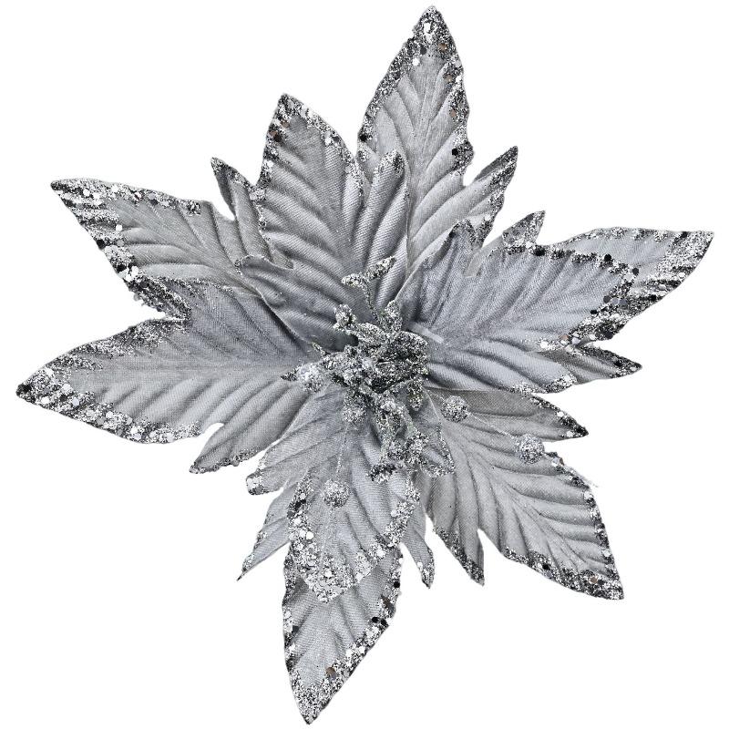Golden flannel christmas flower christmas tree ornament artificial flower holiday decoration christmas