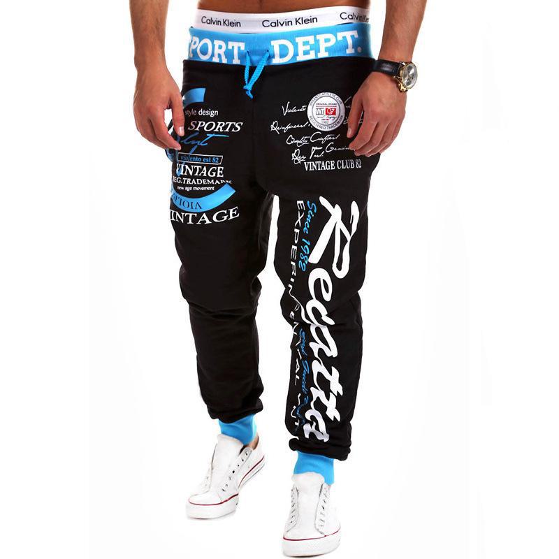 Мужские брюки в стиле хип-хоп с эластичной талией и завязками, с принтом букв 