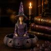 Dark Home Accessories Meditating Witch Jewelry Tray, Vintage Gothic Resin Decorative Storage Small Vanity Tray Dish, Mysterious Zen Desktop Organizer