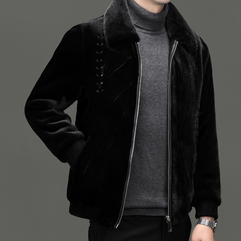 Мужская куртка из норки Snow Mink, зимняя новая модная повседневная шуба с застежкой-молнией и лацканами