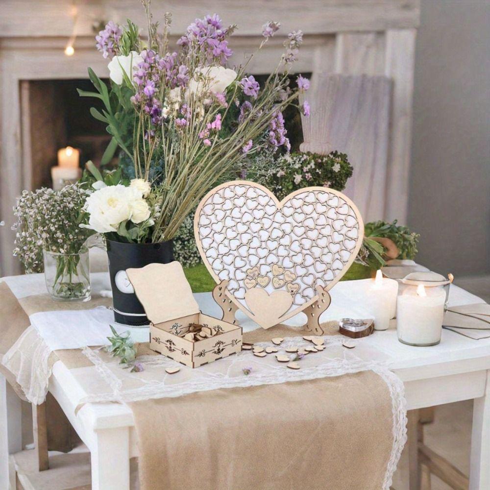 Creative Design Wooden Hearts Guest Book Wooden Hearts Message Board  Wedding Anniversary