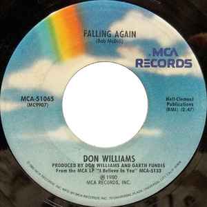 7inch Record DON WILLIAMS - Falling Again MCA51065 MCA Records 1980 US Folk Used