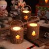 Decorative Candle Holder Rustic Craft Candelabra Tabletop Ornament Wood Candlestick  Atmosphere