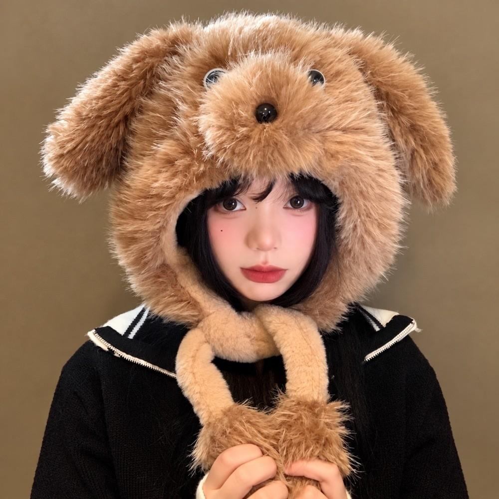Warm Plush Winter Hat Cartoon Animal Pullover Cap Cute Dog Ear Hat For Women