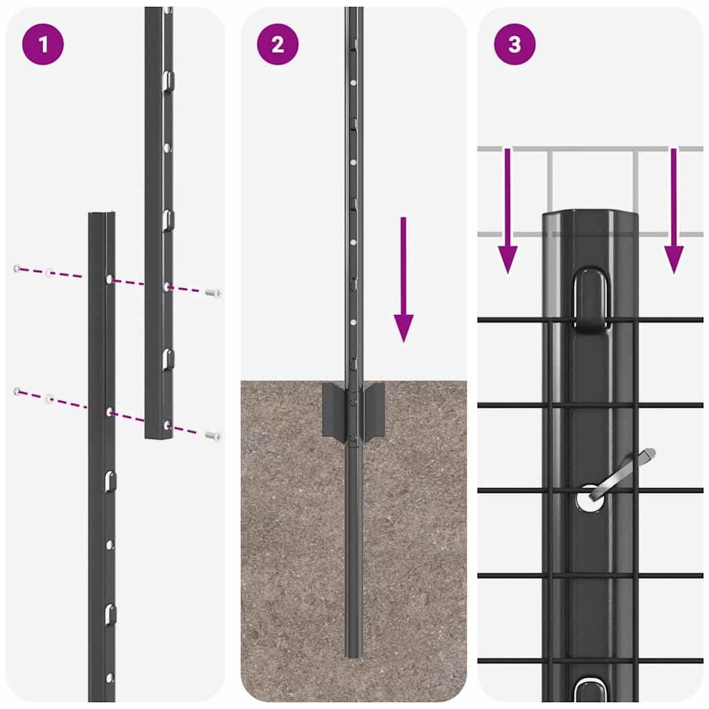 Welded Wire Fence with Posts 10 x 1 m (W x H)