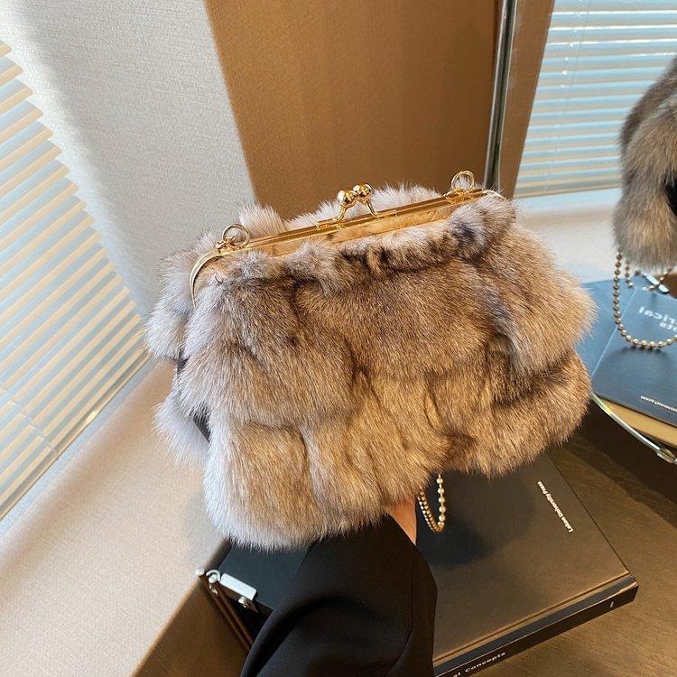 Осенью и зимой новая сумка для волос женская заколка для волос из лисы женская сумка текстура плечо через плечо облако сумка модная внешняя торговля женская сумка