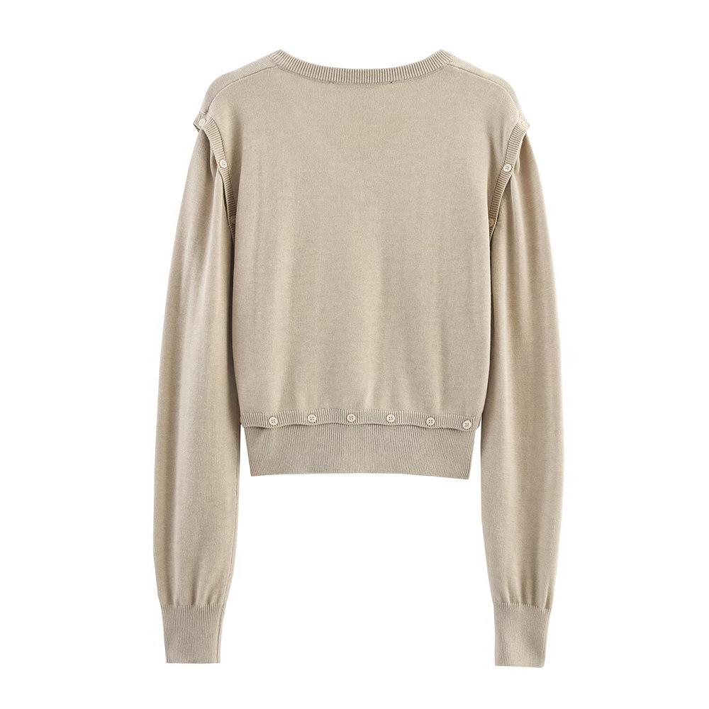 Autumn Women's Fashion Versatile Button-Decor Detachable Knit Pullover Sweater