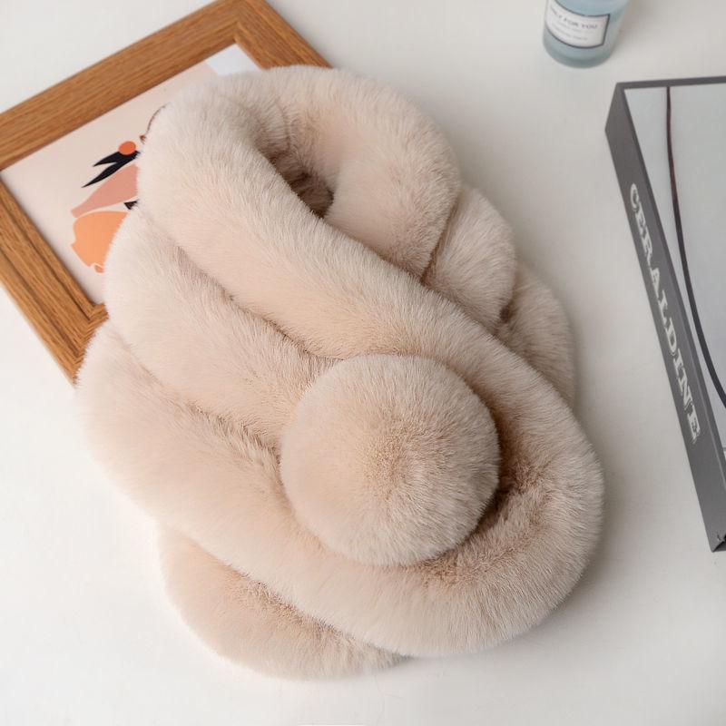 Rex Rabbit Fur Scarf Female Winter Korean Version of Wild Fur Rabbit Fur Collar Student Warm Cute Plush Scarf