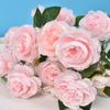European Style 3-Head Peony Wedding Arrangement - Artificial Silk Flowers for Home Decor