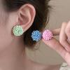 Silver Needle Acrylic Round Flower Cluster Earrings, Small Fresh and Sweet Stud Earrings, Fashionable Temperament, High-end Earrings for Women