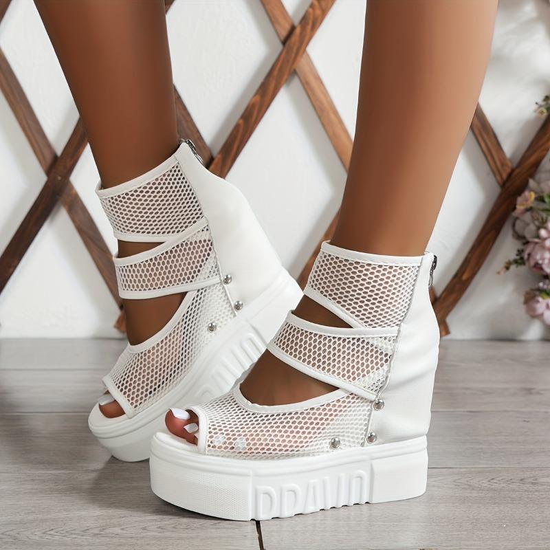 Женские зимние пушистые нескользящие кроссовки/ботинки на платформе - Толстая платформа, увеличивающая рост